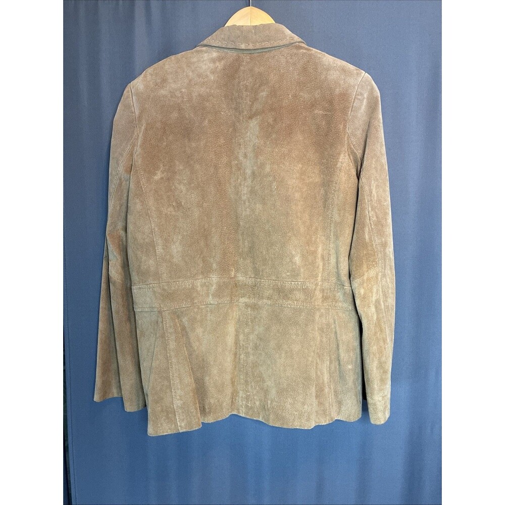 Style & Co Tan Suede Leather Jacket Blazer Sz PL Structured Western Earthy Boho - Picture 6 of 16